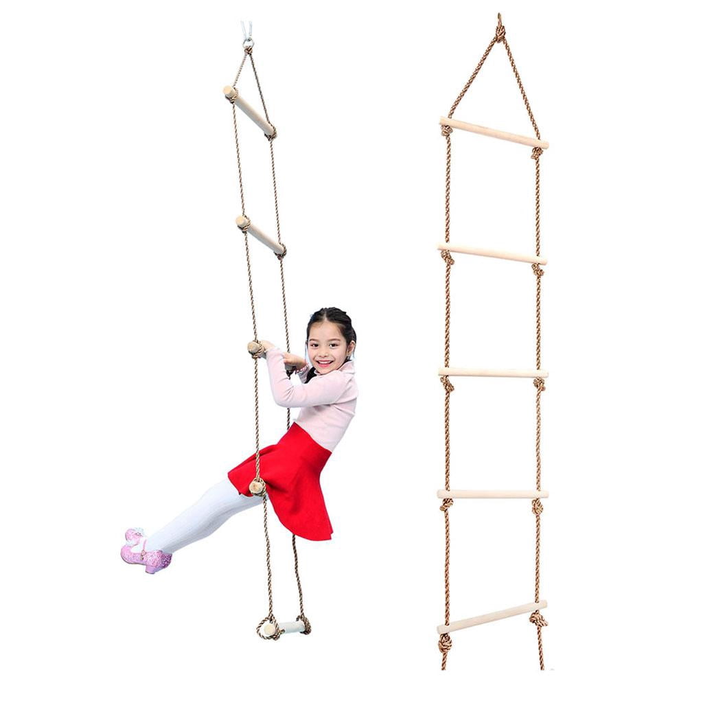 Children's Climbing Ladder, 5 Wooden Rungs, Hanging Ladder, Outdoor Rope Ladder