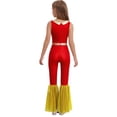 thumbnail image 2 of Hansber Combinaisons de Danse Disco Sans Manches à Sequins pour Filles Enfants Col Rabattu Fermeture Éclair Rouge 8, 2 of 7