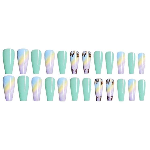 ruzhgo Length Coffin Fake Nail Scratch Resistant Press-on Fingernails Removable Trimble Nail Tip Adjustable Manicure Stickers Girls Type 1 Type 29