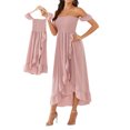 thumbnail image 4 of goowrom Robe Parent-Enfant à Épaules Dénudées avec Ourlet à Volants Vêtements Roses, 4 of 9