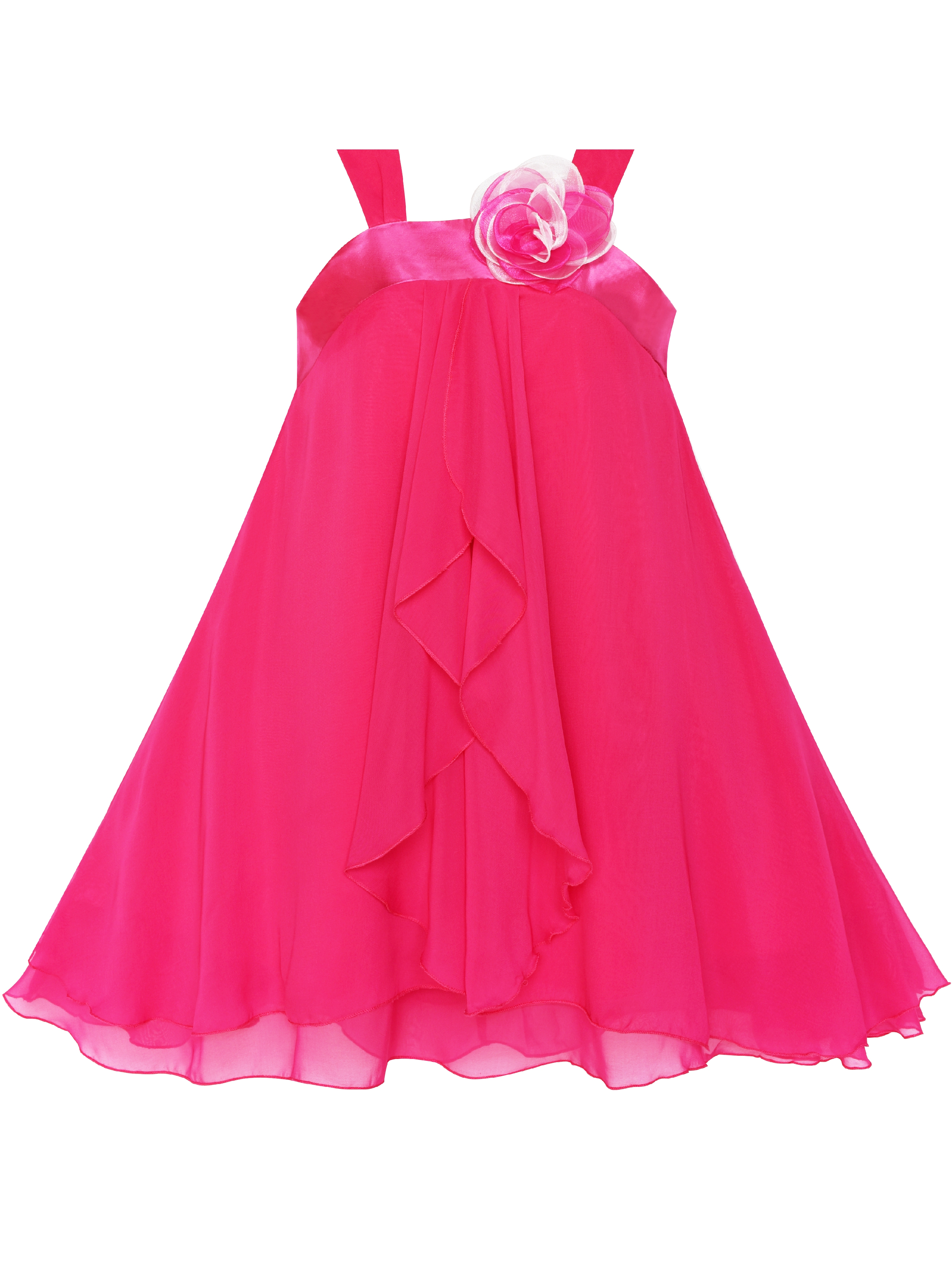 Robe Fille Ligne A Dos Nu Fleur Multi-Couches Chiffon 4 Ans