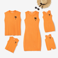 thumbnail image 1 of PatPat Family Matching Orange Terry Tank Top and Bodycon Tank Dress Sets, 1 of 6