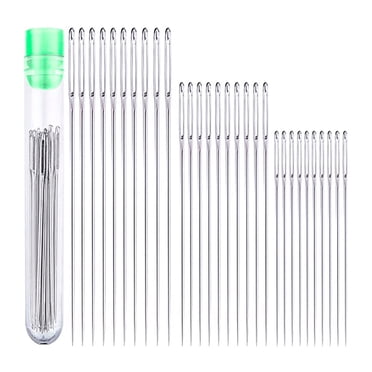 Birdeem Sewing Needles Needle Threaders Embroidery Needles Beading Needles Needle 30 Large Eye Stitching Needles - 3 Sizes Big Eye Hand Sewing Needles in Clear Storage Tube for Stitching, Sewing and C