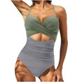thumbnail image 1 of Birdeem Womens Solid Color Camisole Backless Bikini One-Piece Swimsuit, 1 of 1