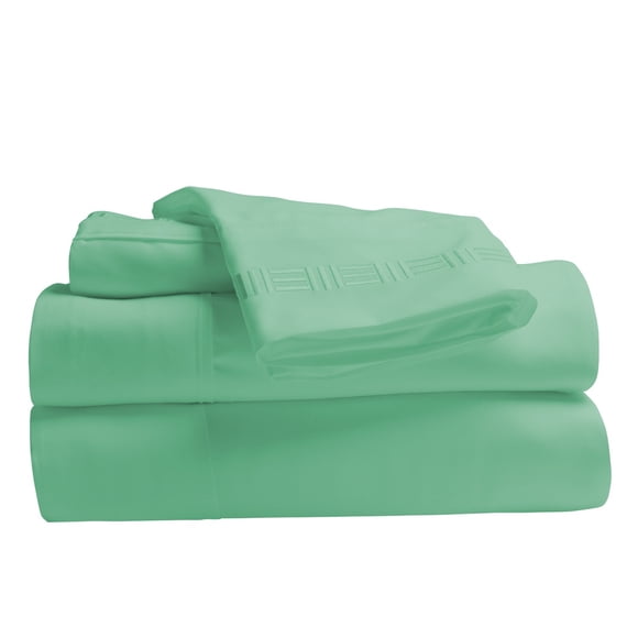 Comfy Bamboo World 9900 Series Embroidered Bedsheets Sheet Set, King Size, Light Green
