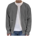 thumbnail image 2 of RXIRUCGD Cardigan à Col Rond en Tricot Uni en Velours Paon pour Homme, Coupe Décontractée, Chandail à Fermeture Éclair, Gris, Taille : 5TG, 2 of 8