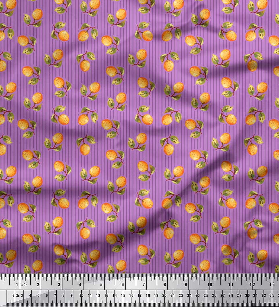 Soimoi White Rayon Crepe Fabric Circle Art Geometric Print Fabric by Yard 46 Inch Wide