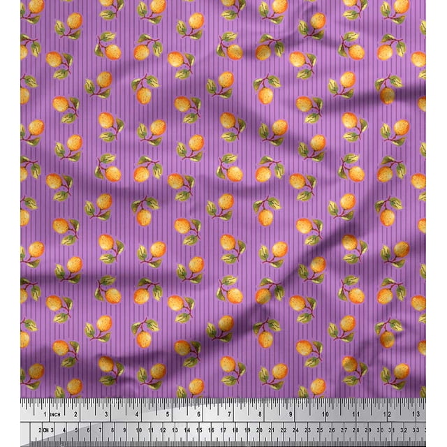 Soimoi White polyester Crepe Fabric Circle Art Geometric Print Fabric by Yard 52 Inch Wide