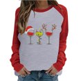 thumbnail image 1 of HKEJIAOI Haut à Manches Longues pour Femmes à Col Rond avec Imprimé de Verre de Vin de Noël, Coupe Décontractée, Joyeux Noël, 1 of 6