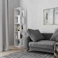 thumbnail image 2 of JV Home Piano Collection 64 Inch 5-Tier Corner Bookcase Stylish Bookshelf Shelving Storage for Living Room Kitchen Laundry Bedroom (White), 2 of 6