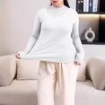 thumbnail image 2 of T-Shirt à Manches Longues Col Semi-Haut Grande Taille pour Femmes, Couche de Base en Modal, Blouse Ample Confortable et Extensible, Tenue Décontractée d'Hiver Chaude, 2 of 7