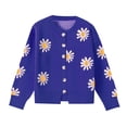 thumbnail image 4 of Pxiakgy Cardigan Décontracté pour Femmes à Manches Longues, Col Rond, à Boutons, Imprimé Petite Marguerite, Chandail Tricoté, Cardigan Bleu2 + S, 4 of 4