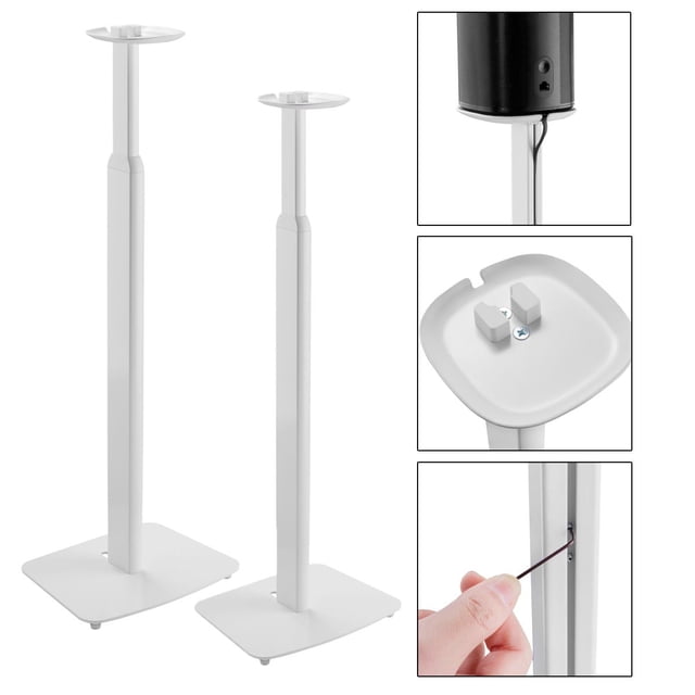 Boost Industries S1-FLR2-WH Support de Haut-Parleur de Sol à Hauteur Réglable Adapté aux Haut-Parleurs Intelligents SONOS ONE, ONE SL et Play:1. Offre un Ajustement Moulé avec Précision, une Hauteur Réglable de 27,6 à 50 Pouces, une Gestion Intégrée des Câbles et une construction en Acier durable. Idéal pour Optimiser les Performances audio. Comprend des options de base : Coussinets en Plastique pour surfaces Pleines et Pointes en Acier pour Tapis.