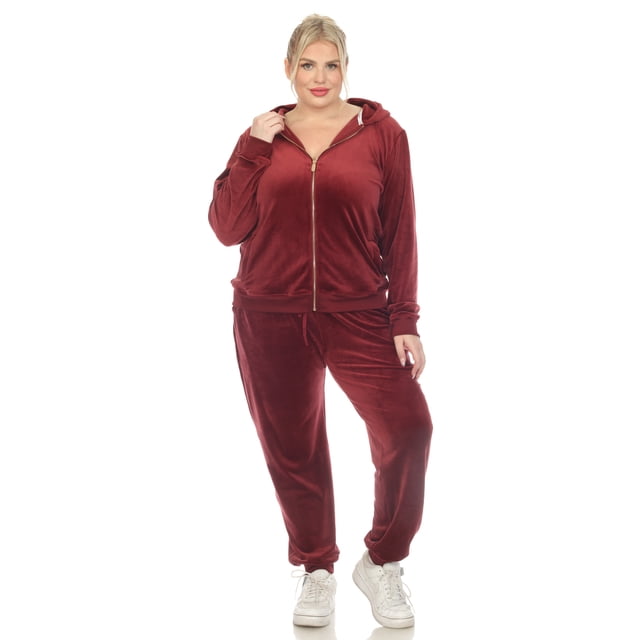 White Mark Ensemble de Survêtement en Velours pour Femmes, 2 Pcs