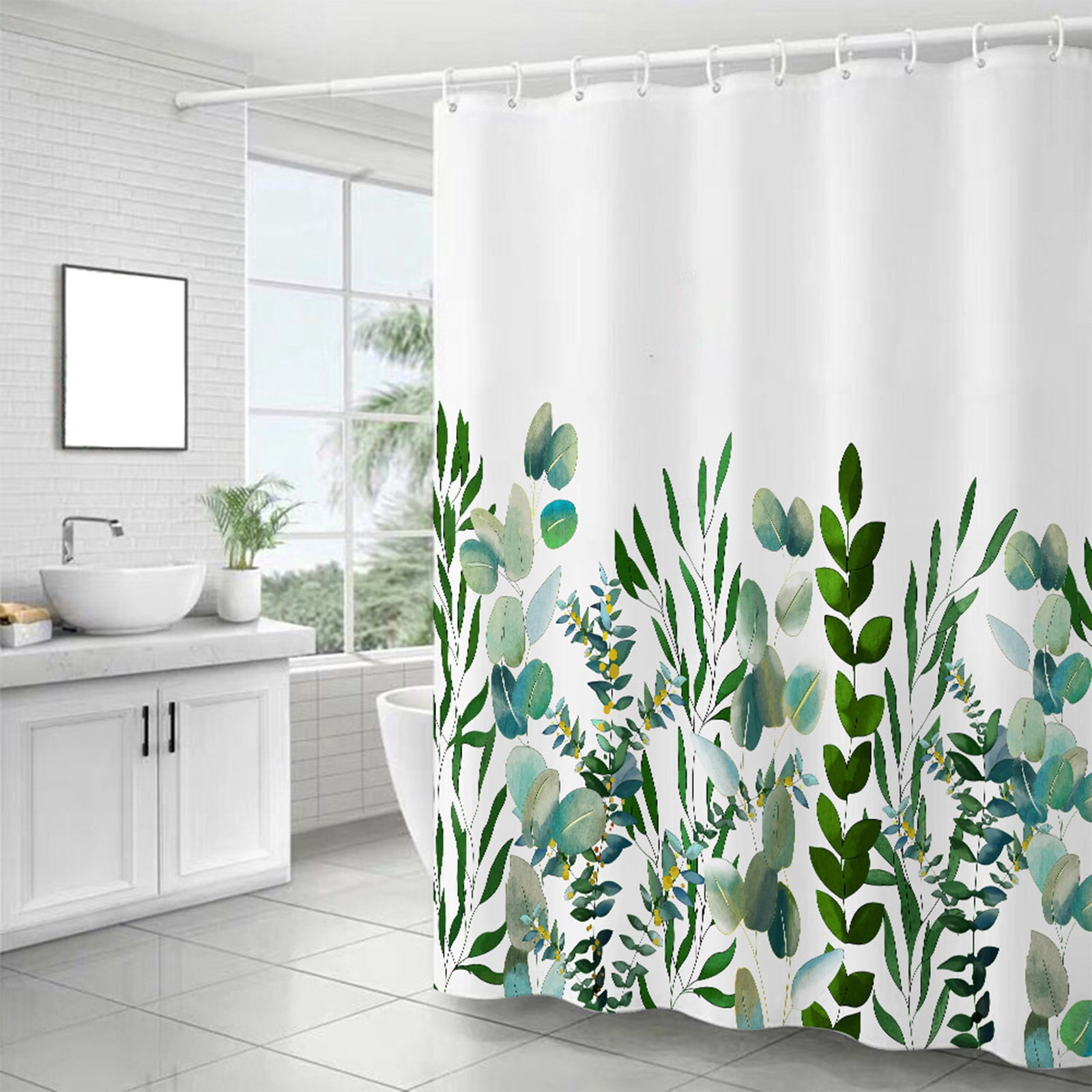 Chmadoxn Bathroom Accessories Polyester Shower Curtain, And Polyester, Quick-Drying, Weighted Hem, Shower Curtains Set For Bathroom ， Tropical Leaves shower curtain