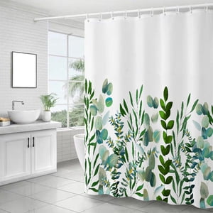 Chmadoxn Accessoires de salle de bains Rideau de douche en polyester, Et polyester, Séchage rapide, Hem pondéré, Rideaux de douche ensemble pour salle de bain ， Rideau de douche de feuilles tropicales