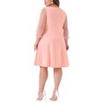 thumbnail image 3 of Agnes Orinda Women's Plus Size Square Neck Sheer Long Sleeve Ruffle Flowy A-Line Midi Dress 1X Pink, 3 of 6