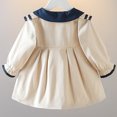 thumbnail image 4 of Besolor Baby Girls Dress Fall Long Sleeve Collared Cotton Dress Toddler Button Front Color Block Uniform Dress, 4 of 7