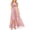 Pink, variant on Xuniizn Womens Cocktail Dresses Crew Neck Short Sleeve Evening Dresses Elegant Flowy Lace Patchwork Maxi Party Dress, S-XL