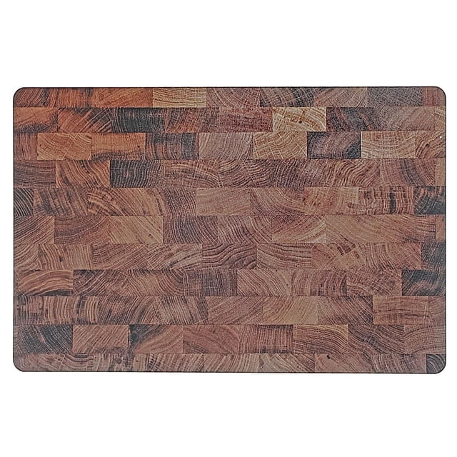 Napperon Imprimé à Dos en Liège Brun Bois - Ensemble de 12 de Forme Rectangulaire avec Motif de Blocs de Bois Brun, Fabriqué à Partir de MDF Robuste et de Dos en Liège Naturel pour une Utilisation Antidérapante, Mesurant 11 par 17 Pouces, Conçu pour Protéger les tables de la Chaleur et des Déversements, Convient Aussi comme base Décorative pour les Plats de Service.