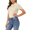 thumbnail image 4 of INSPIRE CHIC Chemise Imprimée pour Femme à Col Peter Pan Boutonnée à Manches Bouffantes Beige P, 4 of 6