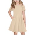 thumbnail image 2 of NTACZA Robe Décontractée pour Fille à Manches Courtes, Robe T-Shirt Midi, Robes Amples et Fluides de Plage pour Ado 4 Ans, 2 of 7