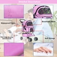 thumbnail image 2 of FDW Folding Pet Stroller Travel Carrier for Cats & Dogs, Portable Cage Design, Pink, 2 of 7