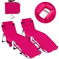 thumbnail image 1 of Costway 2 PCS Outdoor Folding Chaise 4-Position Lounge Chair with Adjustable Footrest Dark Pink, 1 of 8