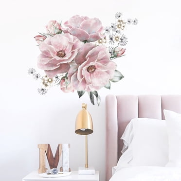 Peony Flower Wall Stickers Removable Wall Decals Home Decor for Bedroom Living Room