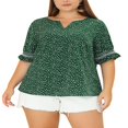 thumbnail image 1 of CHUANK Women‘s Plus Summer Pin Dots Ruffle Short Sleeve V Neck Blouses, 1 of 6