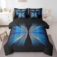 thumbnail image 1 of Erosebridal Black Blue Bedding Full Size, Geometric Stripe Bedding Accessories, Reversible 7pcs, 1 of 5