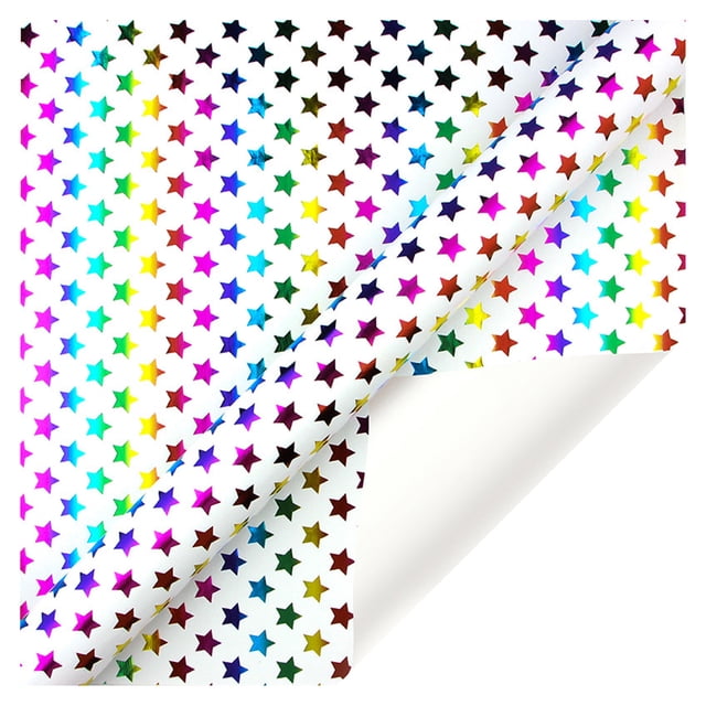 Agiferg Papier d'Emballage Cadeau Coloré avec Bronzage, Motif Multicolore de Bronzage Mettant en Vedette des Étoiles à Cinq Branches sur Fond Blanc. Fabriqué à Partir de Papier Bronzage, Mesurant 70x50 cm, Parfait pour l'Emballage de Cadeaux de Noël, les Bricolages des Fêtes, les Sacs-Cadeaux et les Décorations de Fête afin de Partager l'Esprit des Fêtes.