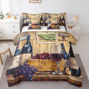 Comforters Full Size Set with Sheets for Kids Valentine's Day Bedding,7 Pieces Bed in a Bag Full Red Wine Bedding Sets with Comforter, Sheets, Pillowcases and Shams