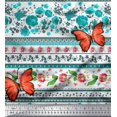 thumbnail image 1 of Soimoi Green Cotton Voile Fabric Floral & Insect Patchwork Print Sewing Fabric BTY 42 Inch Wide, 1 of 3