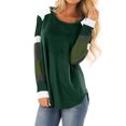 thumbnail image 1 of ZXZY Women Color Block Round Neck Long Sleeve Scoop Hem Tunic Top, 1 of 2