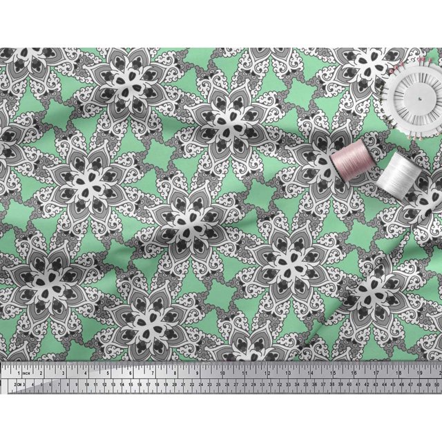 Soimoi Poly Georgette Fabric Mandala Kaleidoscope Print Fabric by The Yard 52 Inch Wide