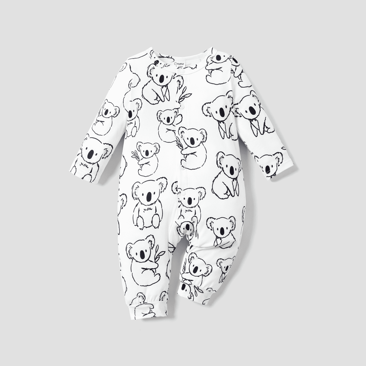 PatPat Baby Boy Childlike Panda Button Long Sleeves Jumpsuit