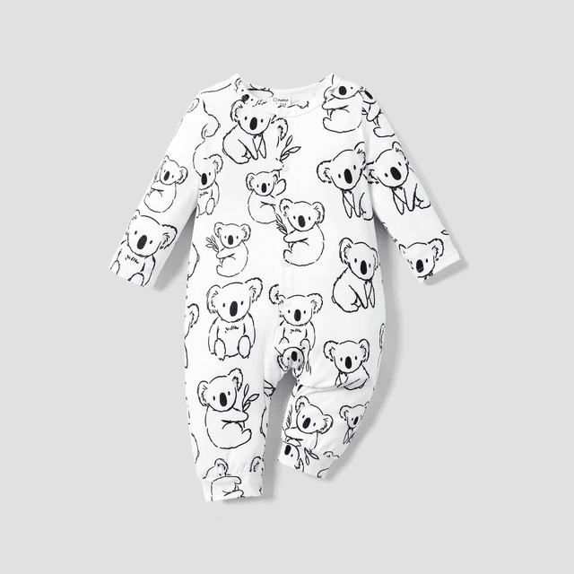 PatPat Baby Boy Childlike Panda Button Long Sleeves Jumpsuit