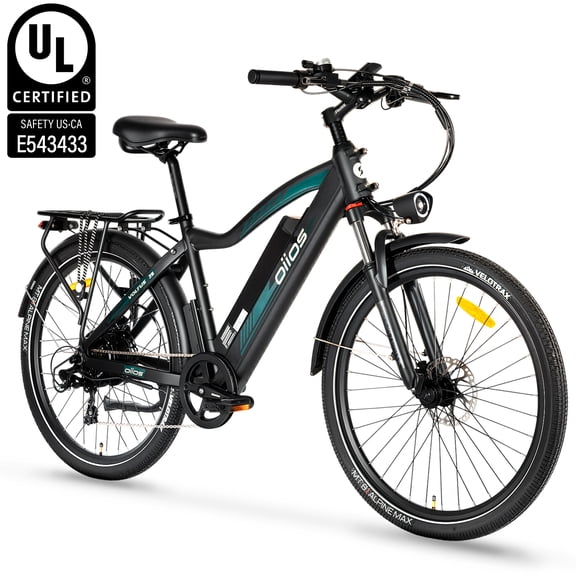 Oiios Voltus Vélo Électrique pour Adultes Vélo Électrique - Certifié UL - 48V 749Wh, 500W, 26 Pouces - Freins Hydrauliques, Écran Couleur - Noir