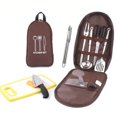 thumbnail image 3 of Ensemble de 8 Pcs Batterie de Cuisine de Camping Portable Randonnée Intérieur Extérieur BBQ Vaisselle VR Roulotte Équipement de Randonnée Cuisinière Cuisson Café, 3 of 7
