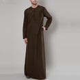 thumbnail image 2 of PEZHADA Ensemble de Robe Musulmane pour Homme Robe Arabe Mi-Longue à Manches Longues Col Montant Fermeture Éclair Robe Décontractée Brun, 2 of 4