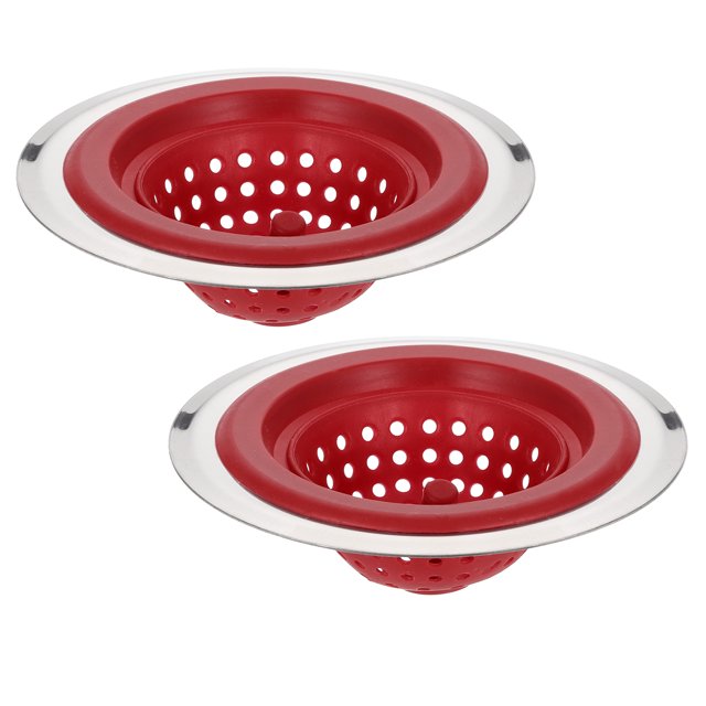 Unique Bargains Passoire Évier en Silicone, 2Pack Cuisine Évier Vidange Passoire Bouchon, 4.7' Rouge