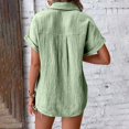 thumbnail image 3 of TINZ Chemise à Manches Chauve-Souris Boutonnée Unie à la Mode et Décontractée pour Dames, Manches Courtes, Automne, pour Femmes, Tunique de Baseball à Manches Longues pour Femmes, 3 of 4