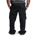 thumbnail image 4 of Men Fleece Sweatpants Cargo Trousers Drawstring Athletic Gym Workout Running Pants with Pocket Black XL, 4 of 6