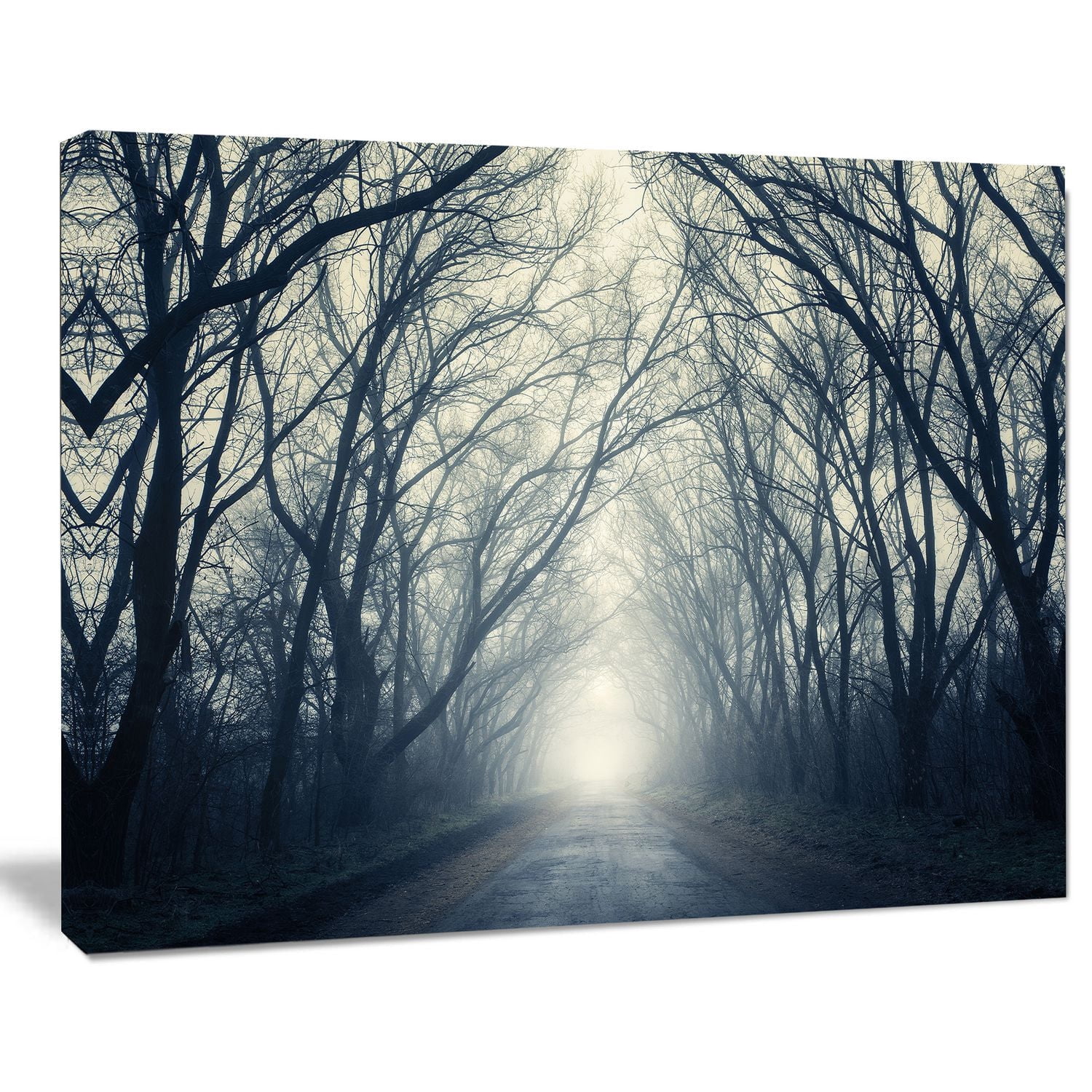 Design Art Dark Autumn Forest Fog Modern Photography Canvas Print