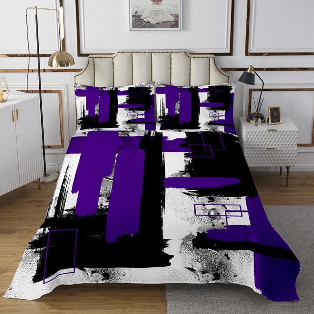 Erosebridal Abstract Splatter Ink Coverlet Set Twin,Modern Geometric Geometry Bedding Set,Modern Abstract Art Bedspread Sets Twin Size,Ultra Soft Room Decor,2pcs