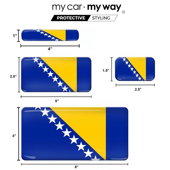 my car my way Bosnian Flag 3D Domed Decals/Stickers | Flag Decals of Bosnia