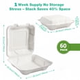 thumbnail image 3 of OasisSN Compostable 60 Pack 8x8 Inch Disposable Square Lunch Box Takeout Containers with Lid, To Go Take Out Clamshell for Food, Eco-Friendly Biodegradable Bagasse, 3 of 8