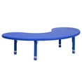 thumbnail image 1 of Flash Furniture 35''W x 65''L Half-Moon Blue Plastic Height Adjustable Activity Table, 1 of 5
