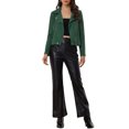 thumbnail image 2 of INSPIRE CHIC Women's Motorcycle Jacket Faux Suede Solid Color Asymmetric Zipper Jacket M Dark Green, 2 of 6